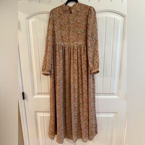 ASOS Maternity Floral Dress in Tan and Cream
